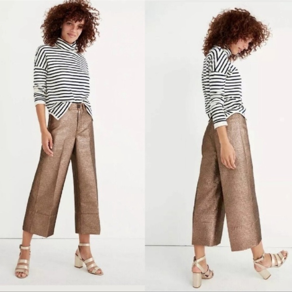 NWT Madewell Emmett Wide Leg Crop Metallic Pants